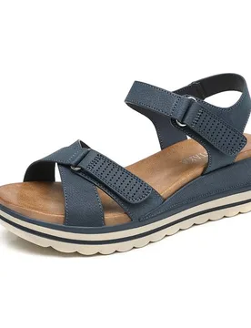 Women's double Adjustable Ankle Strap Slingback Hook & loop Sandals in Navy Size: 7.5 - Navy - Size: 7.5 - IVACHY - FashionsVida