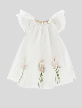 Abito con fiori bambina bianco