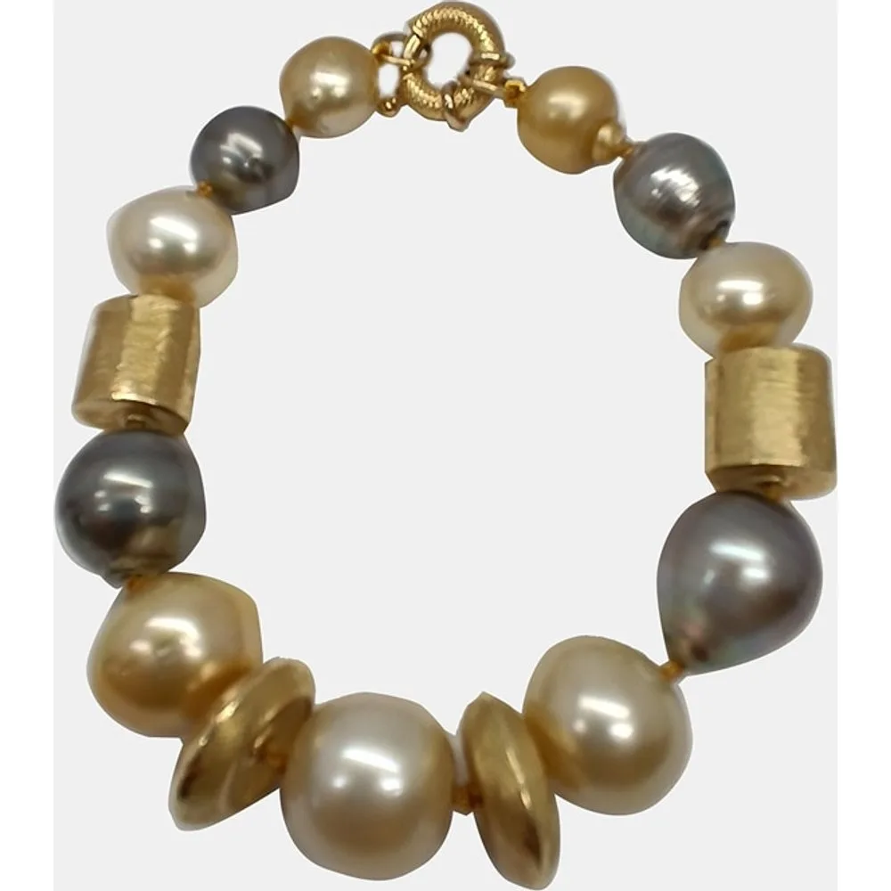Pulsera de oro y perlas - Romo Designs - FashionsVida