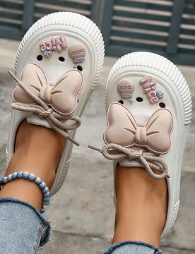 Zapatos de verano para mujer con moño, sandalias cómodas de dibujos animados con suela gruesa, chanclas ligeras casuales para la playa al aire libre