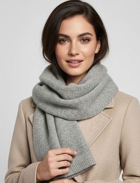 Sciarpa con miscela di lana - grigio medio