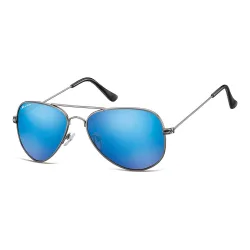 Unisex Aviator Silver Blue Mirror MS94 Sunglasses - Silver - Size: One Size