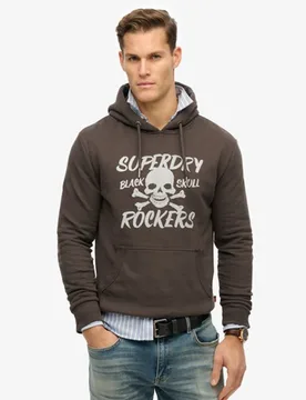 Superdry Herren Schwarze Kapuzenjacke mit Totenkopf Braun - Größe: XL - 89.99 - FashionsVida