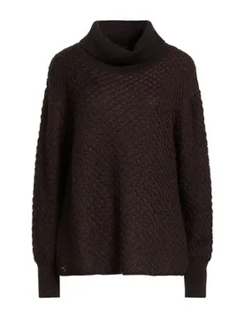 Rollkragenpullover Damen Dunkelbraun S Damen - Manila Grace - FashionsVida