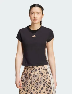 T-shirt stampa animalier 3 Strisce L Black / Multicolor / Warm Sandstone - Adidas - FashionsVida