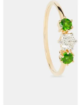 Anillo tresillo Pastel de oro con diamantes y cromodiópsido - El Corte Inglés - FashionsVida