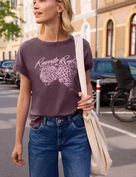 Street One Dropped Shoulder Shirt im Washed-Look female Lila