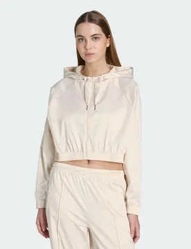 FELPA CORTA CON CAPPUCCIO E ZIP PEARL M Wonder White - Adidas - FashionsVida