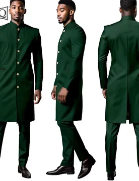 DBQ Men's Slim Fit 2 Piece Suit Cutom Made Single Breasted Blazer Jacket Pants Set Solid Suit African Clothes - Aliexpress - FashionsVida