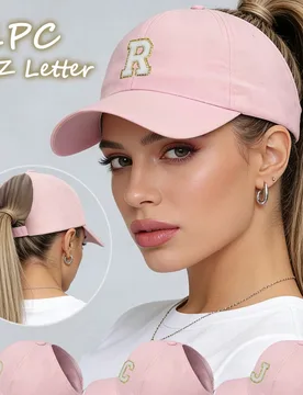 Pieza Gorra de béisbol con abertura trasera de unicolor con 26 letras, sombrero deportivo de moda para mujer para protección UV al aire libre - Shein - FashionsVida