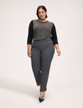 Pantalones de mujer carrot fit en tejido mezcla cierre con botón y cremallera delante y cintura elástica en la parte trasera para el - Fiorella Rubino - FashionsVida