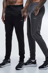 Herren Groß 2er-Pack Herren Aktiv Fitness Basis Stretch Konisch Zulaufende Jogginghose Black Größe XL