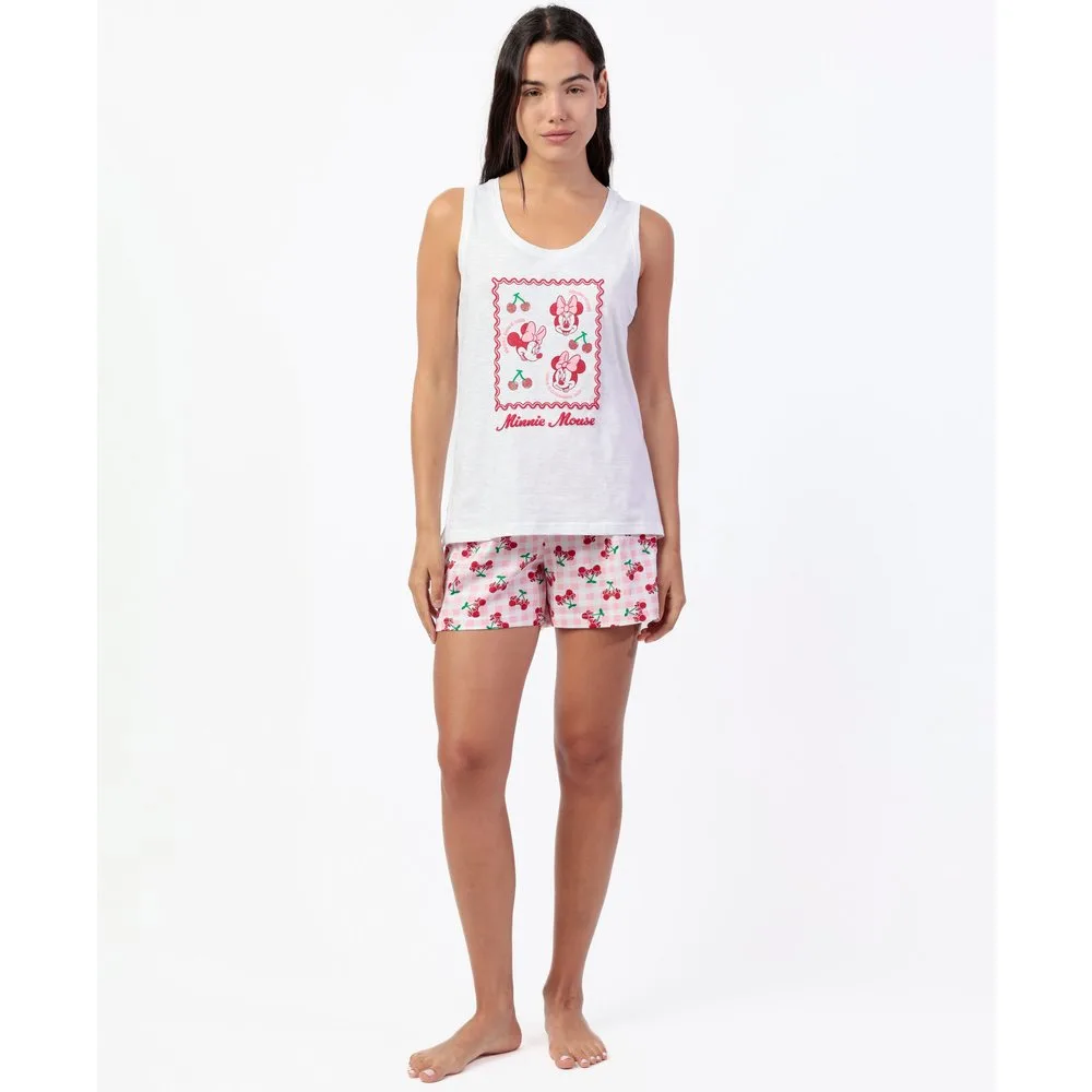 Pijama corto de mujer de punto de algodón detalles en relieve - Disney - FashionsVida