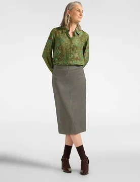 Falda tubo vichy longitud midi con cierre de cremallera - Elena Miró - FashionsVida