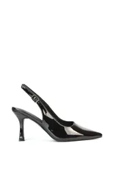 Women's 'Valerie' Stiletto High Heel Closed Toe Slingback Court Shoes in True Black Size: 7 - True Black - Size: 7