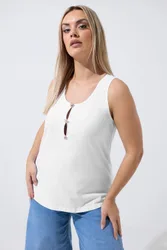 Shell Button Vest Top - White - Size: 22-24