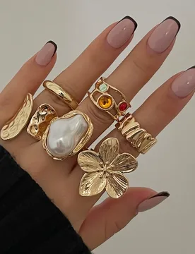 Europe and America Flowers Lava Sense of Design Open Ring ins Ring Classic Gold Simple Fashion - Aliexpress - FashionsVida
