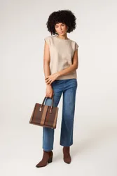 Beige Sleeveless Round Neck Vest Slip On Round Neck - Beige - Size: 14-16