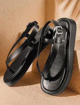 Zapatos de mujer primavera y verano nuevos con diseño de hebilla ajustable, sandalias de dedo con punta abierta, suela gruesa que eleva la altura, es - Shein - FashionsVida