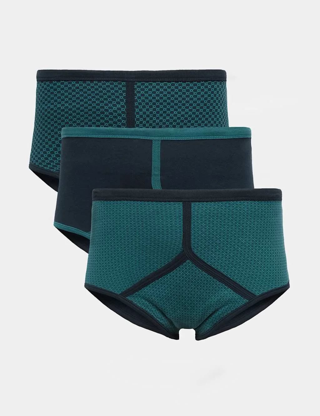 Pack Pure Cotton Assorted Pattern High Waist Briefs Navy Mix male - M&S - FashionsVida