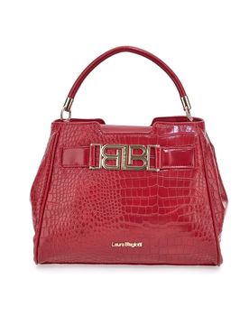 Borsa rossa effetto coccodrillo con manico rigido LB25W-262-1