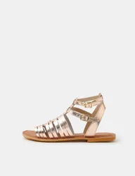 Metallic Ankle Strap Flat Gladiator Sandals Golden Rose female
