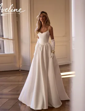 Simple V-Neck Spaghetti Strap A-Line Wedding Dress 2026 Sleeveless Buttons Backless Sweep Train Vestidos De Novia Customized - Aliexpress - FashionsVida
