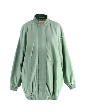 Lou Lou Studio Mint Brava Oversized Leather Bomber Jacket - Loulou Studio - FashionsVida