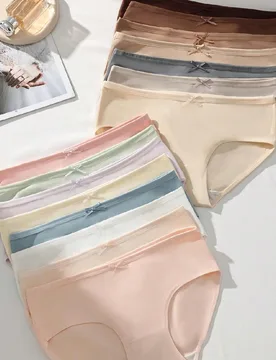 Piezas/paquete Bragas simples y transpirables con decoración de lazo para mujeres, ropa interior linda - Shein - FashionsVida