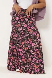 Women's Floral Tiered Maxi Skirt Size: 26-28 - Multicolor - Size: 26-28