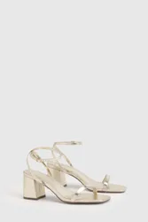 Womens Wide Fit Barely There 2 Part Block Heels - Gold - Size 5 Wide Fit (Uk Shoe)