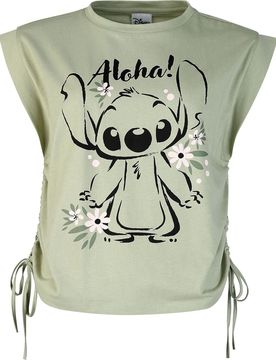 Disney Top - Stitch - Aloha - S bis XXL - für Damen - Größe XXL - oliv - EMP exklusives Merchandise! - Frauen - female