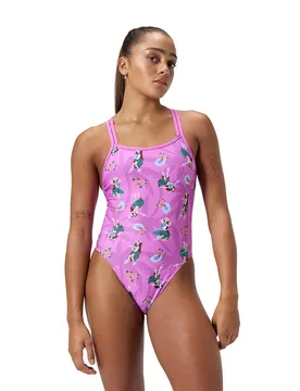 Allover Digital Starback Swimsuit Hula Palm / Neon Violet UK 34 Women - Speedo - FashionsVida