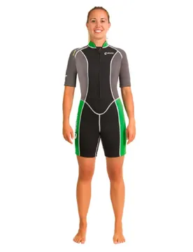 Shorty à Manches Courtes Avec Zip Frontal Surf 2.5 Mm Black / Grey / Green XL