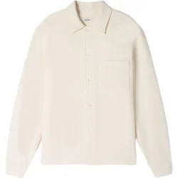 Camisa de vestir de hombre corte recto texturizada con cuello italiano y manga larga
