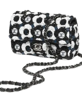 Chanel Black Floral Sequin Flap Bag - Chanel - FashionsVida