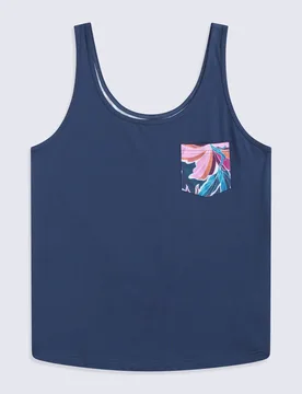 Brooke Womens Printed Loose Tank - Navy - Navy - Size: 12 - Animal - FashionsVida