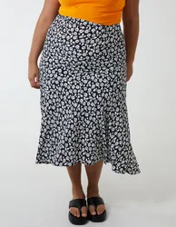 Curve Asymmetric Seam Midi Skirt - 20 / BLACK - female