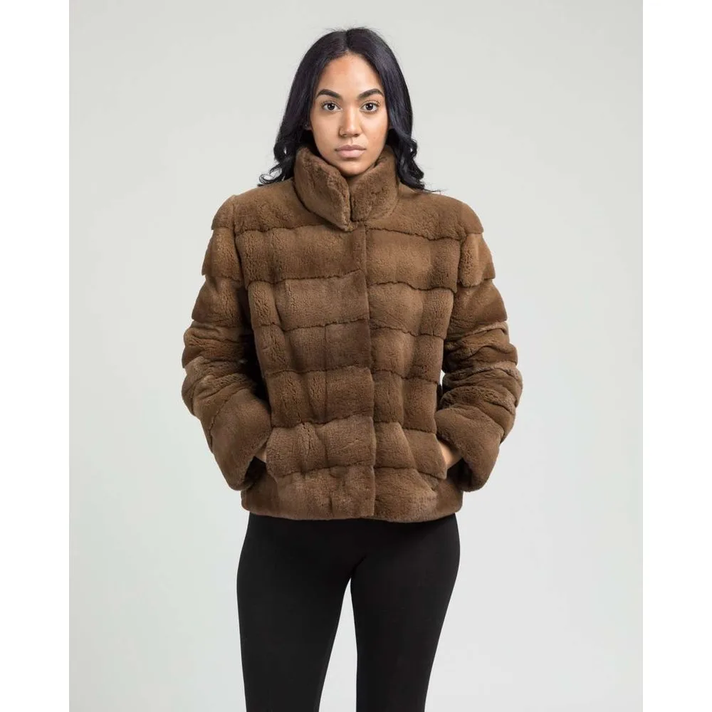 Chaqueta de pelo de mujer de visón con diseño horizontal - De la Roca - FashionsVida