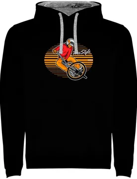 Felpa Con Cappuccio Freestyle Rider Bicolor Black / Grey - Kruskis - FashionsVida