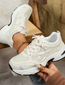 Zapatillas deportivas de plataforma de cuero suave con suela gruesa, zapatos de correr casuales de malla transpirable para mujer, nueva llegada primav - Shein - FashionsVida