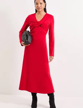 Women's Ponte Twist Maxi Dress in Red Size: 14 - Red - Size: 14 - Debenhams - FashionsVida