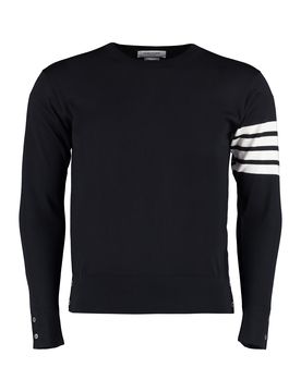 CLASSIC CREWNECK PULLOVER W/ 4 BAR SLEEVE in FINE MERINO WOOL
