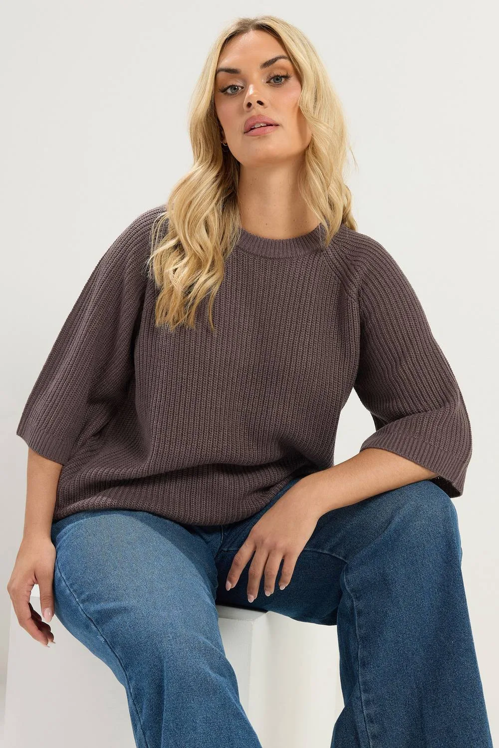 Knitted Jumper - Brown - Size: 30-32 - Yours - FashionsVida