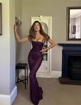Purple Crystal Women Prom Dress Sexy Sleeveless Stripe Ankle Length Long Sheath Party Gown Formal Birthday Red Carpet Robe Skirt - Aliexpress - FashionsVida