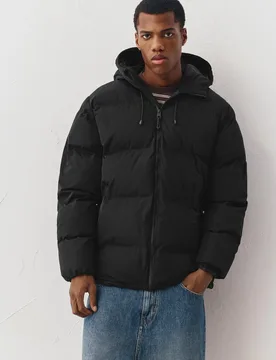 Heat-Sealed Quilted Jacket With Hood (Size: ) - Pull&bear - FashionsVida