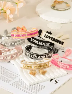 New Braided Three-dimensional Embroidery Letter Bracelet Adjustable Rope For Women Woven Tassel Friendship Fashion Jewely - Aliexpress - FashionsVida