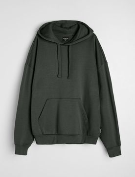 Felpa con cappuccio in misto cotone - verde polveroso