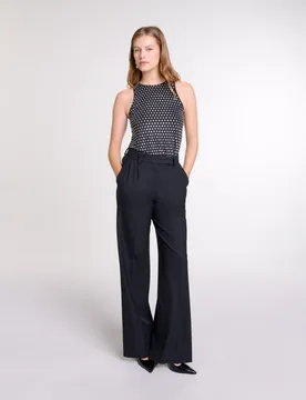 Pantalón ancho de mujer de traje con bolsillos - Maje - FashionsVida