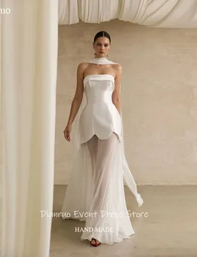 Dianruo Illusion Ribbons Wedding Dress A Line Strapless Bridal Vestido De Noiva Handmade A Line 2026 Evening Dresses Customized - Aliexpress - FashionsVida